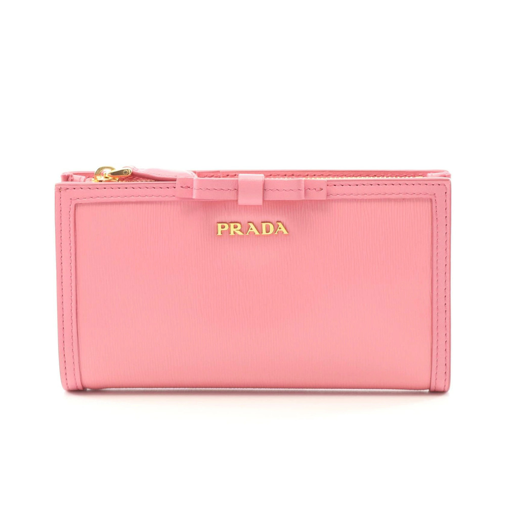 Prada Vitello Move Fioco Bifold Wallet Leather Pink